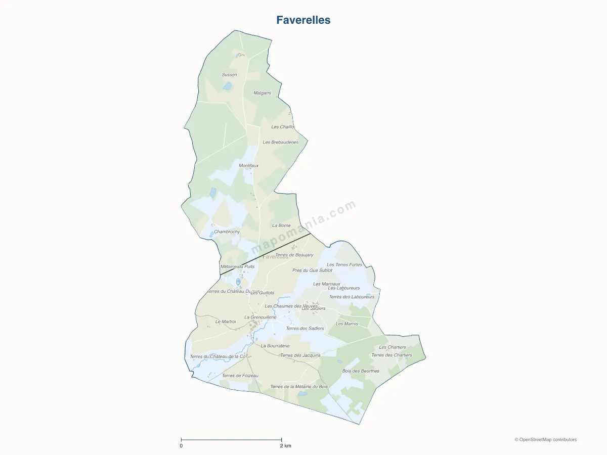 Carte de Faverelles à personnaliser