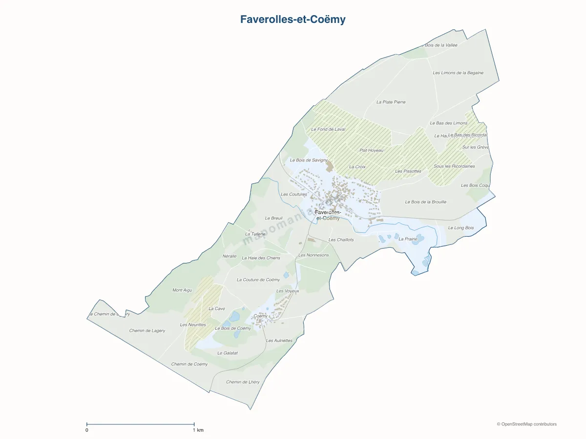 Carte de Faverolles-et-Coëmy à personnaliser
