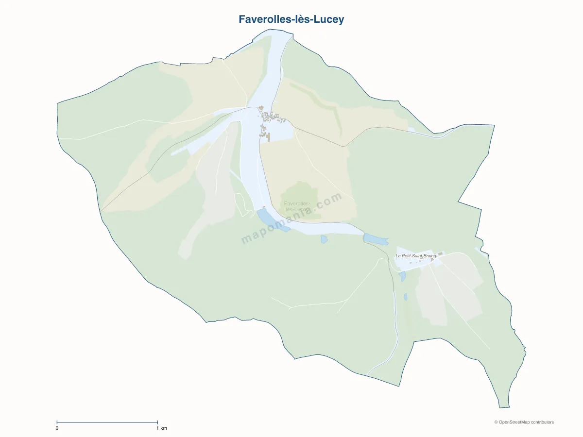 Carte de Faverolles-lès-Lucey à personnaliser