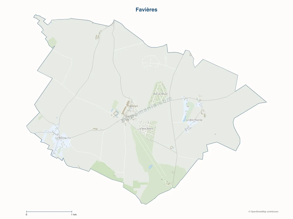 Carte de Favières à personnaliser