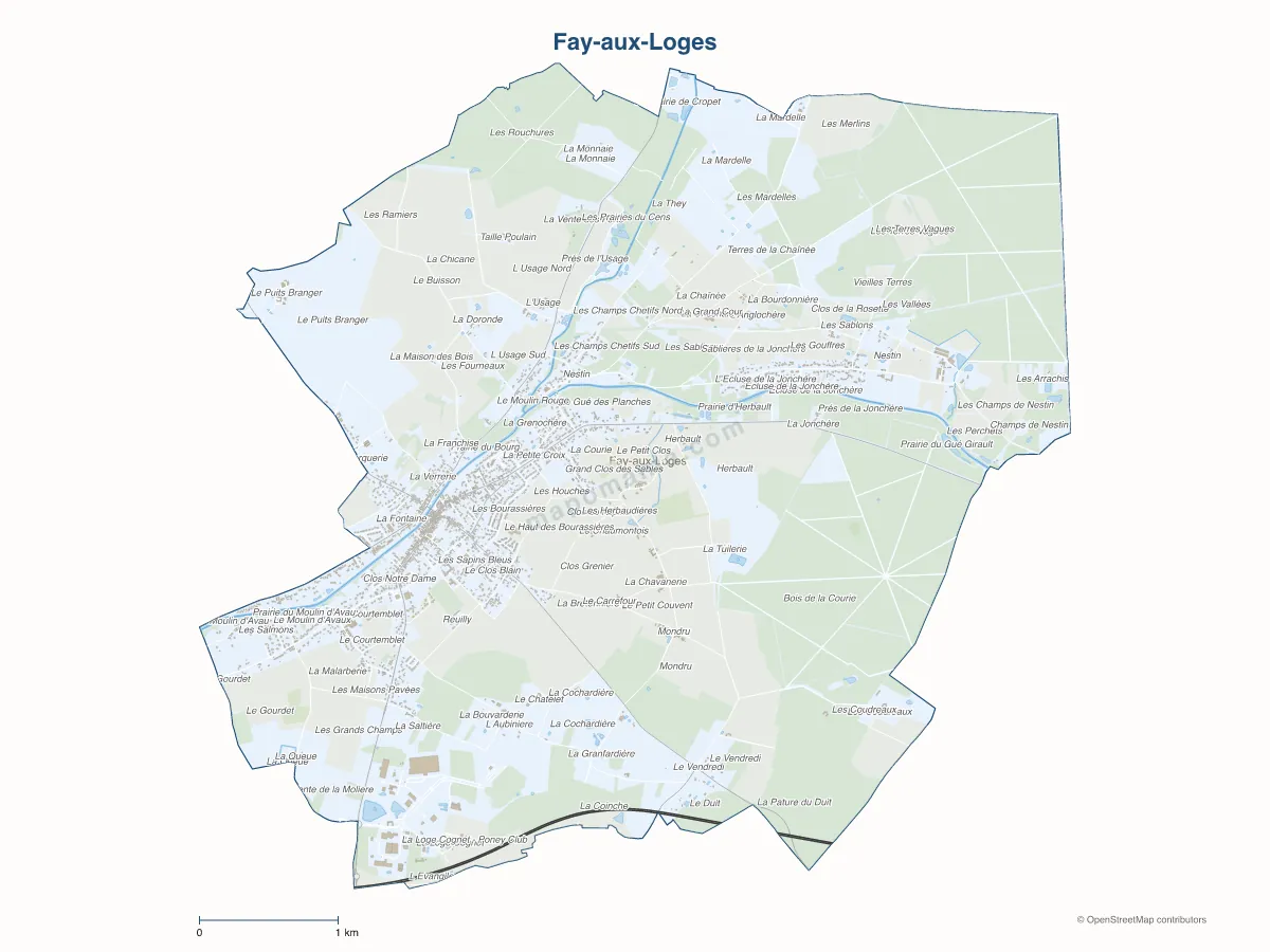 Carte de Fay-aux-Loges à personnaliser