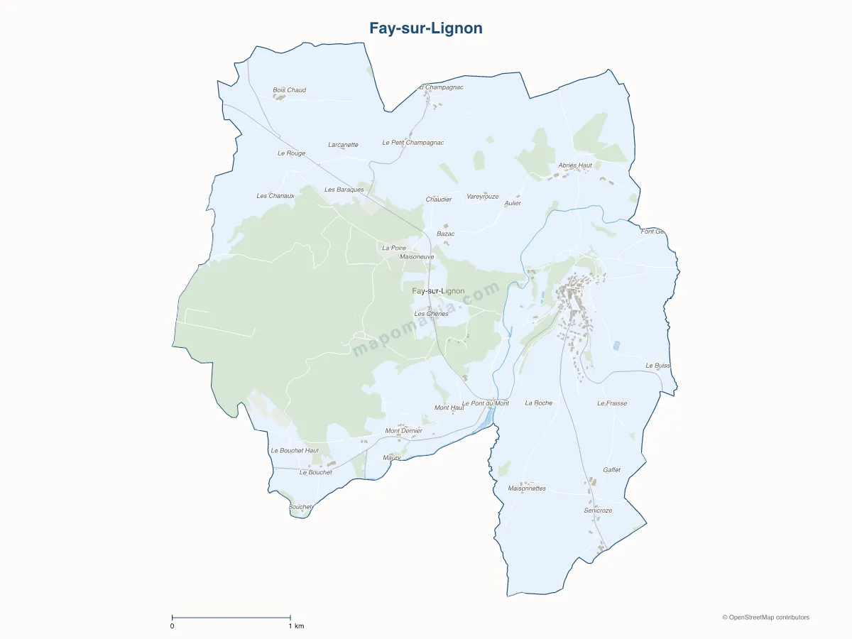 Carte de Fay-sur-Lignon à personnaliser