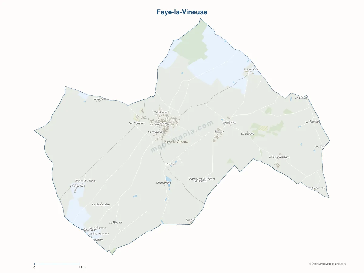 Carte de Faye-la-Vineuse à personnaliser