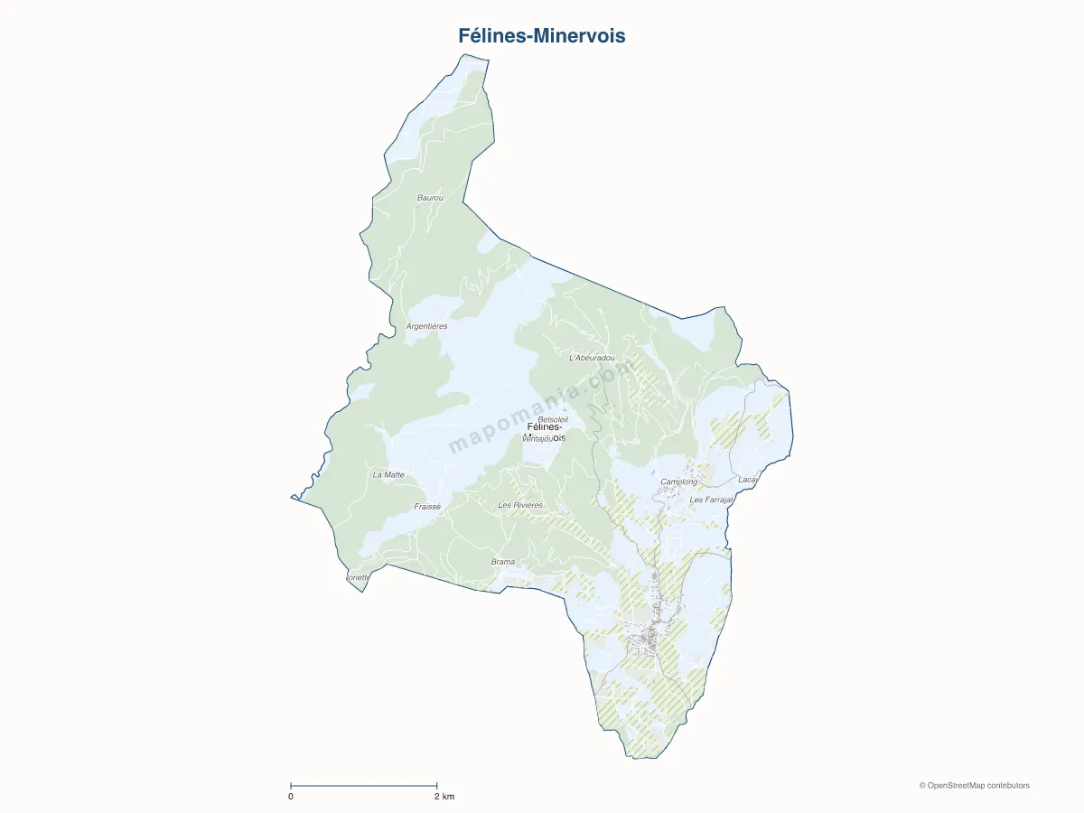 Carte de Félines-Minervois à personnaliser