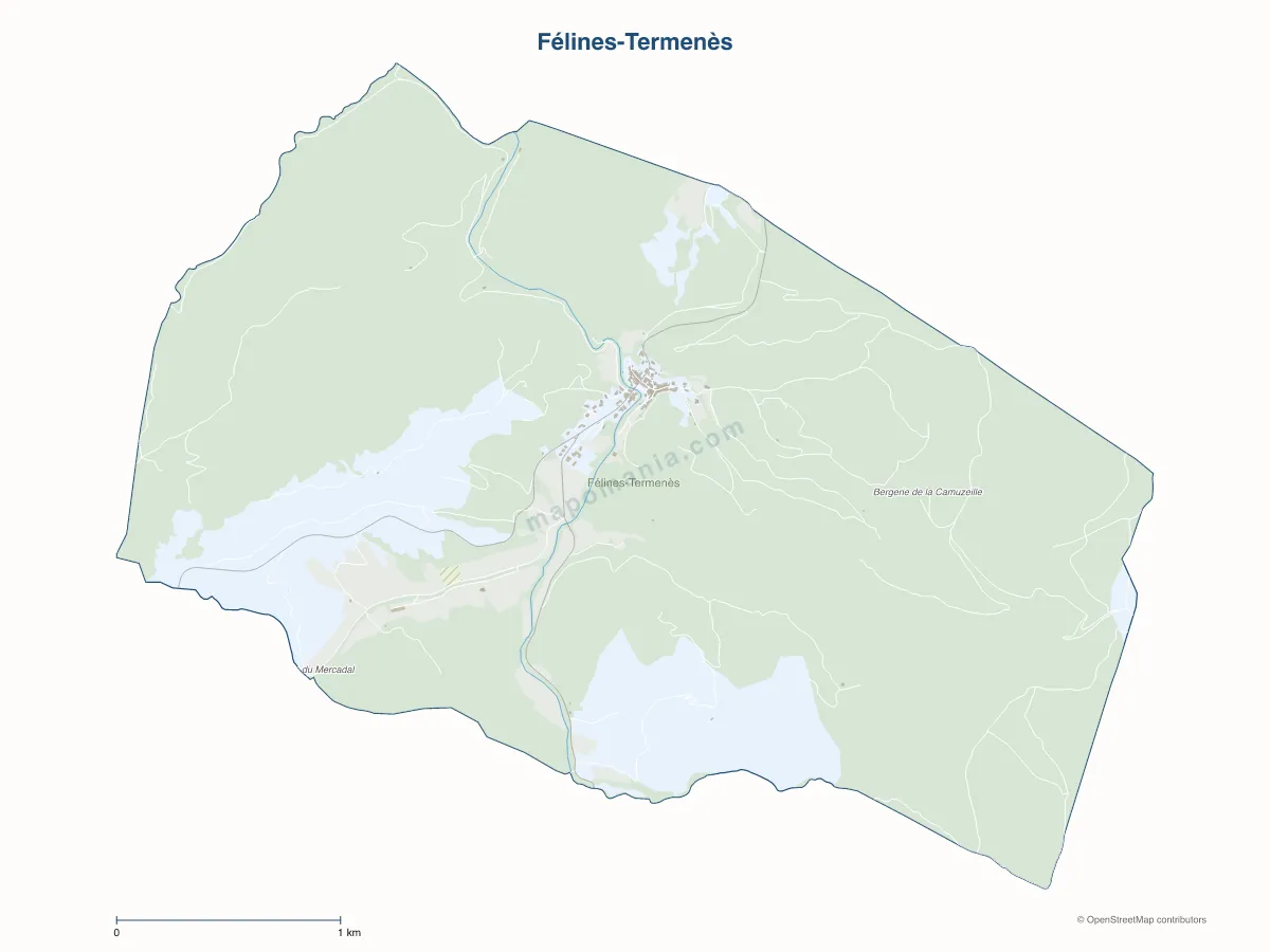 Carte de Félines-Termenès à personnaliser