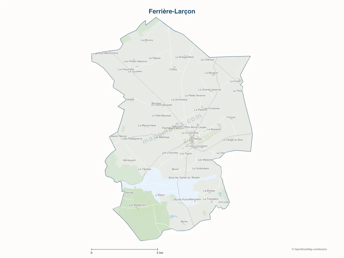 Carte de Ferrière-Larçon à personnaliser