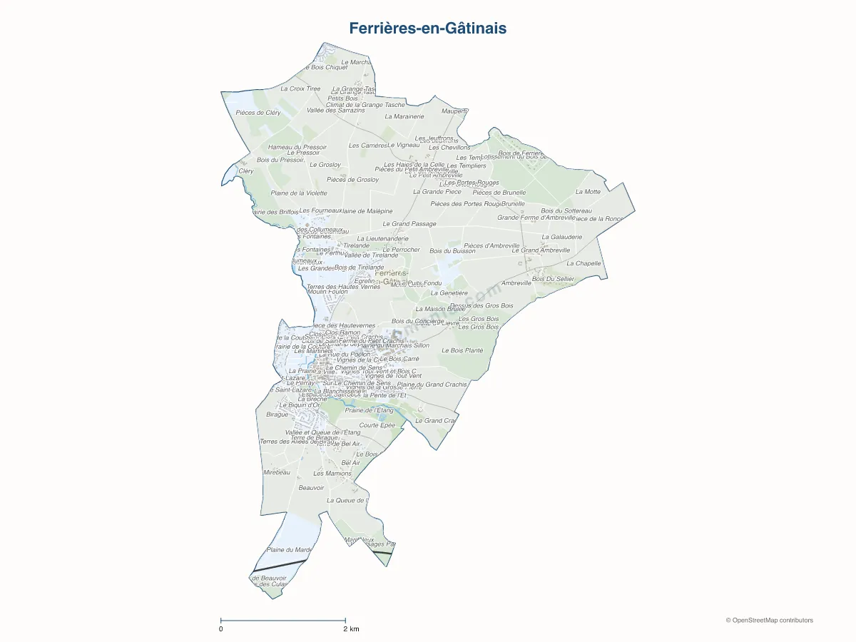 Carte de Ferrières-en-Gâtinais à personnaliser