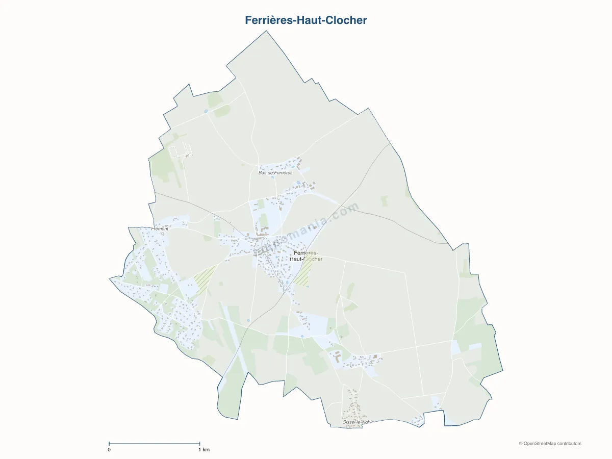 Carte de Ferrières-Haut-Clocher à personnaliser