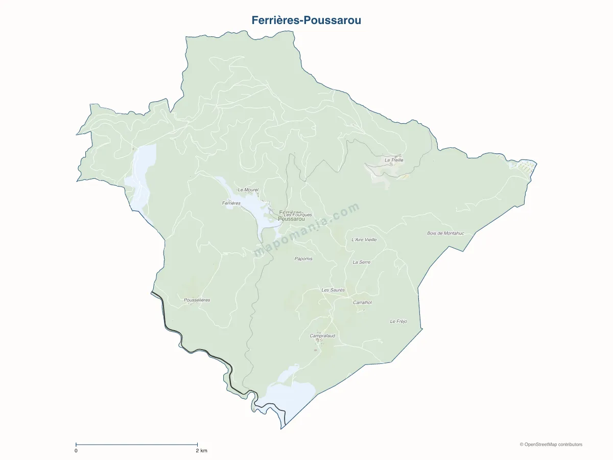 Carte de Ferrières-Poussarou à personnaliser