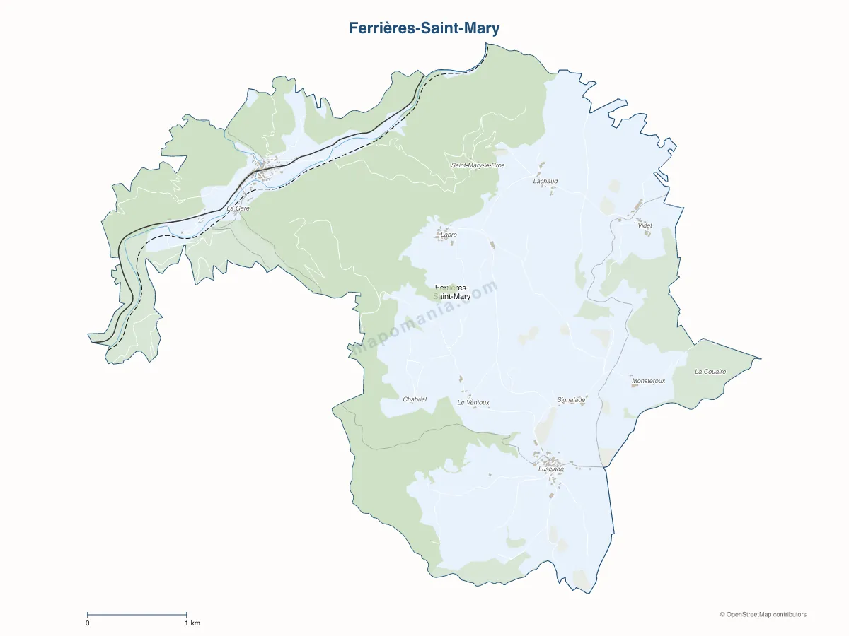 Carte de Ferrières-Saint-Mary à personnaliser