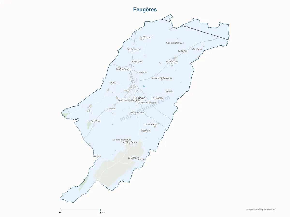 Carte de Feugères à personnaliser