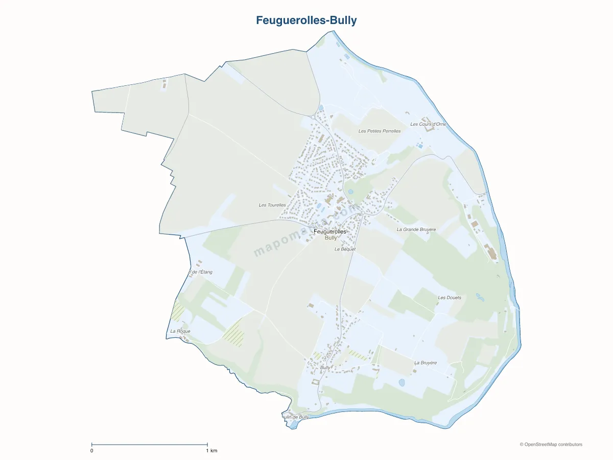 Carte de Feuguerolles-Bully à personnaliser