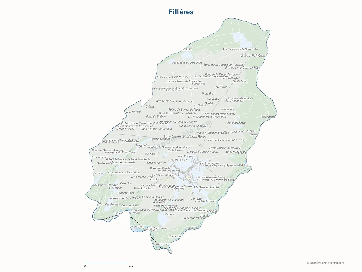 Carte de Fillières à personnaliser