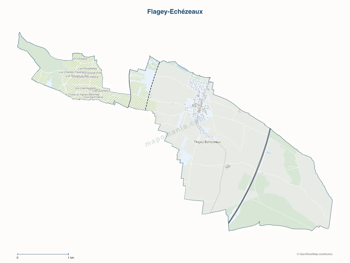 Carte de Flagey-Echézeaux à personnaliser