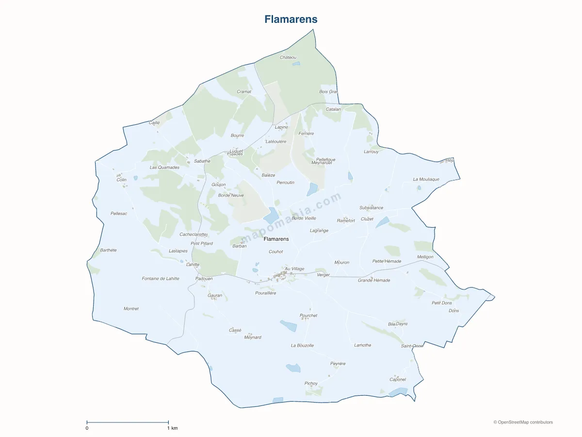 Carte de Flamarens à personnaliser