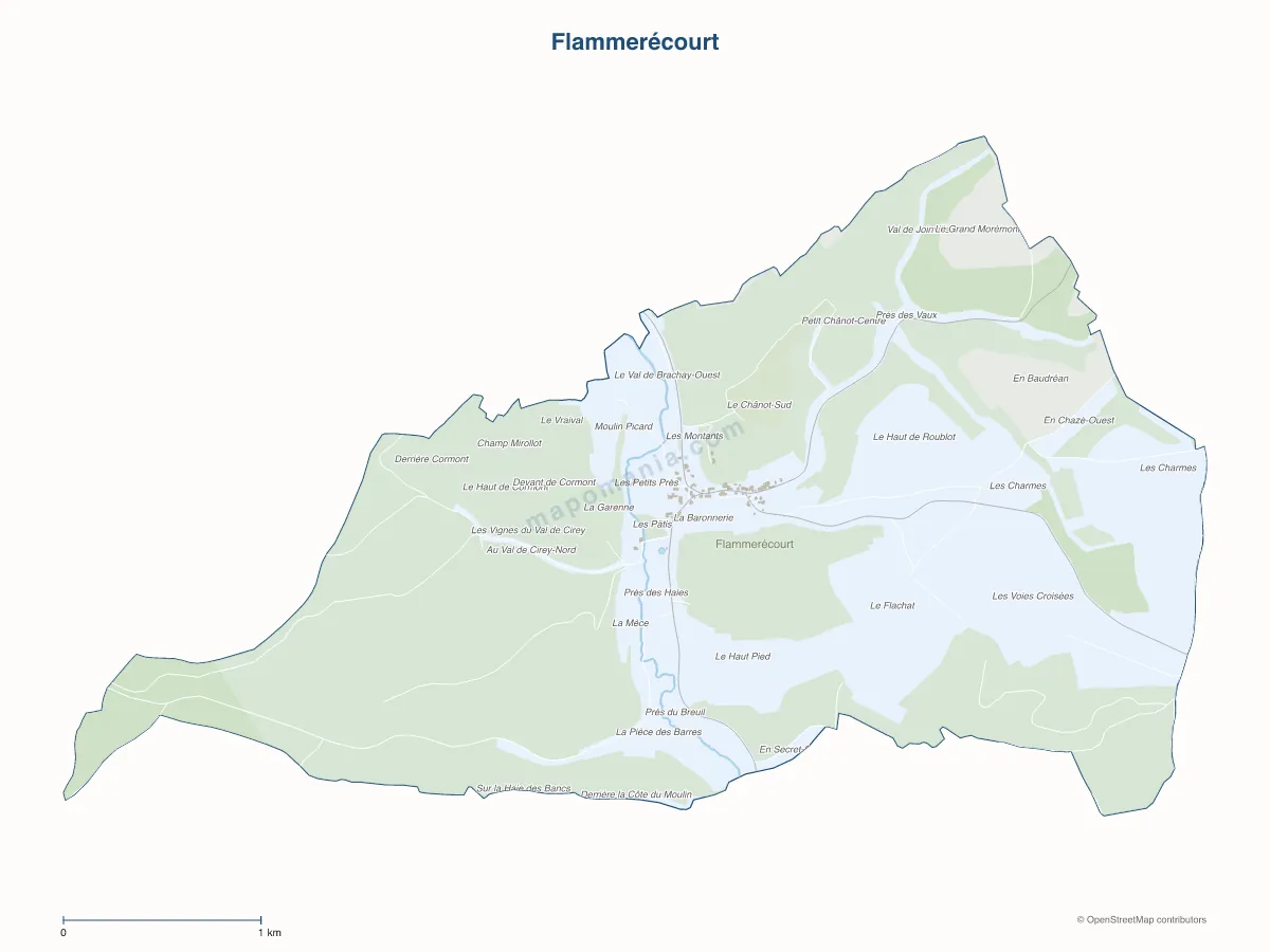 Carte de Flammerécourt à personnaliser