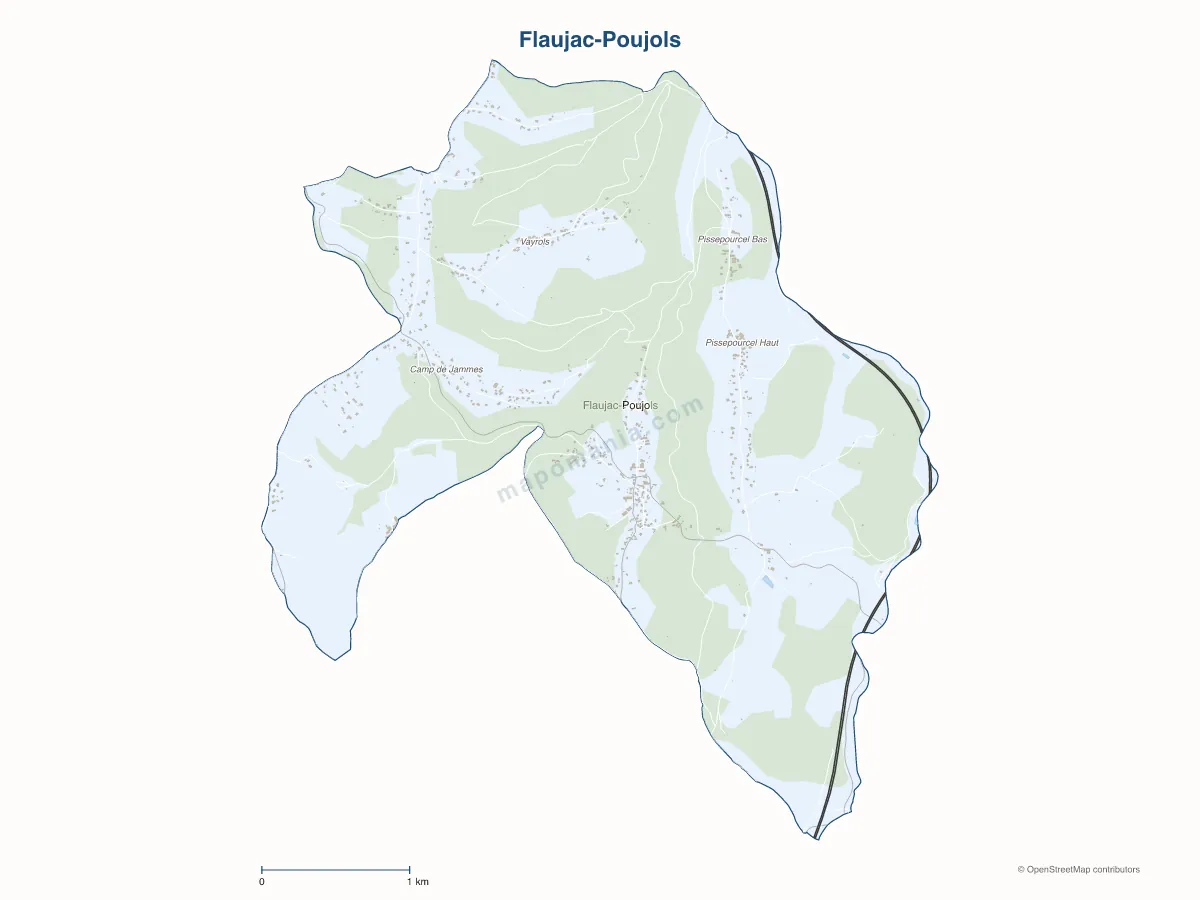 Carte de Flaujac-Poujols à personnaliser