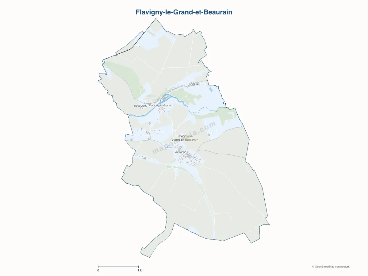 Carte de Flavigny-le-Grand-et-Beaurain à personnaliser