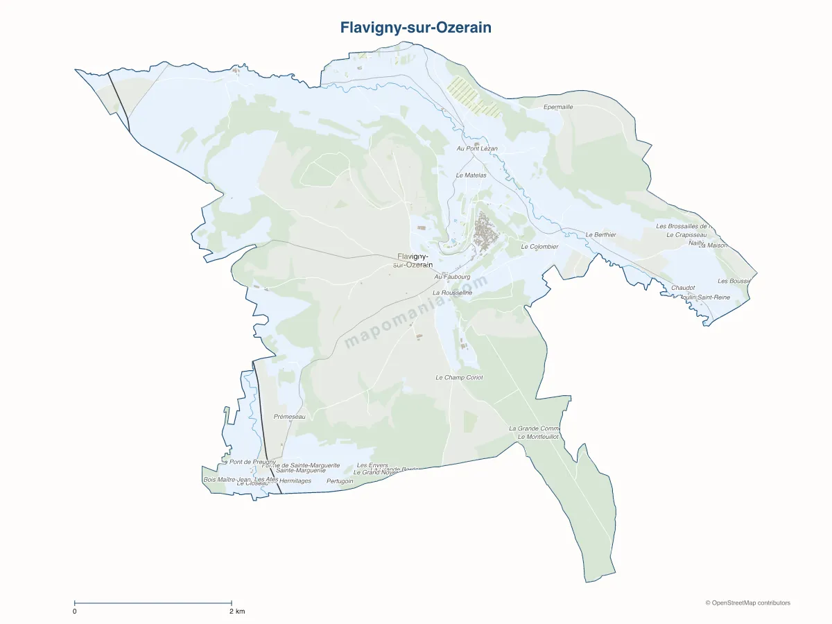 Carte de Flavigny-sur-Ozerain à personnaliser