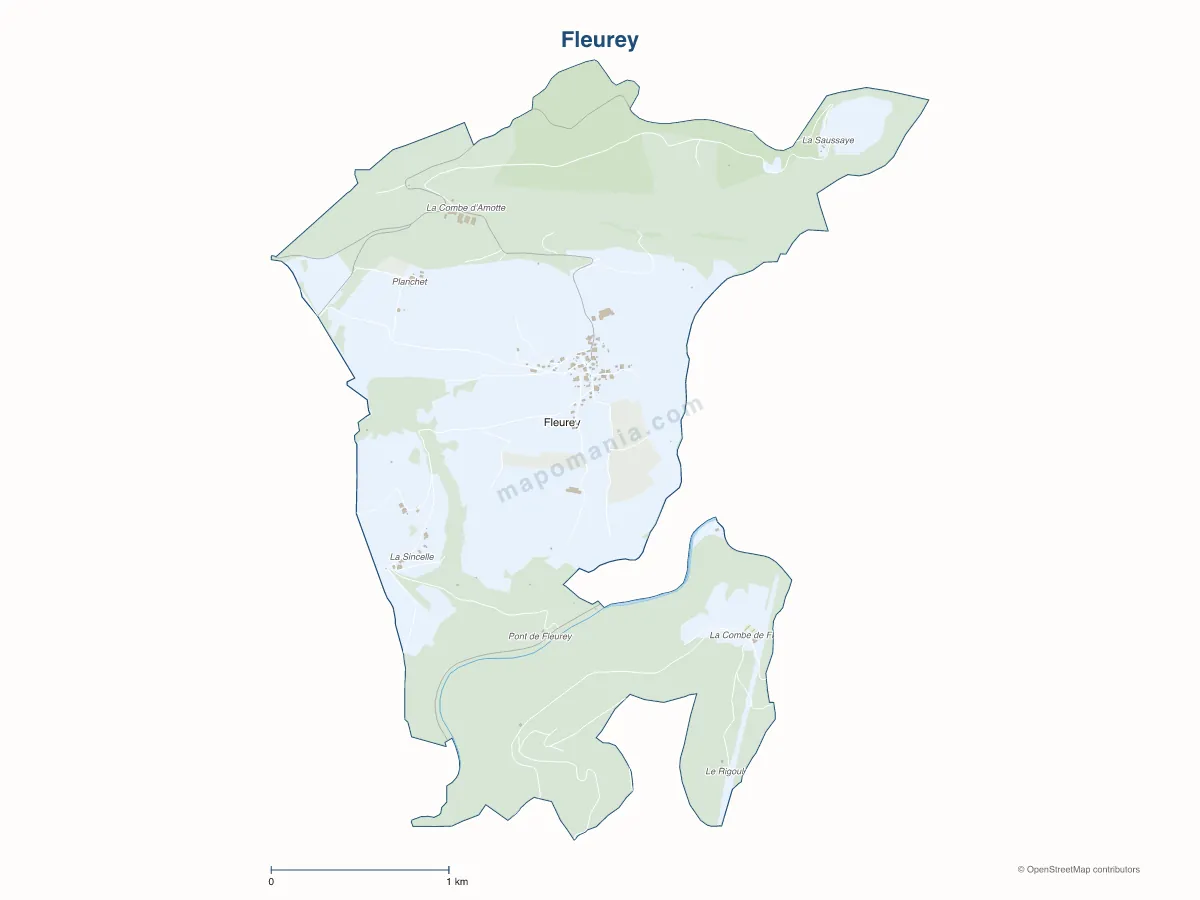 Carte de Fleurey à personnaliser