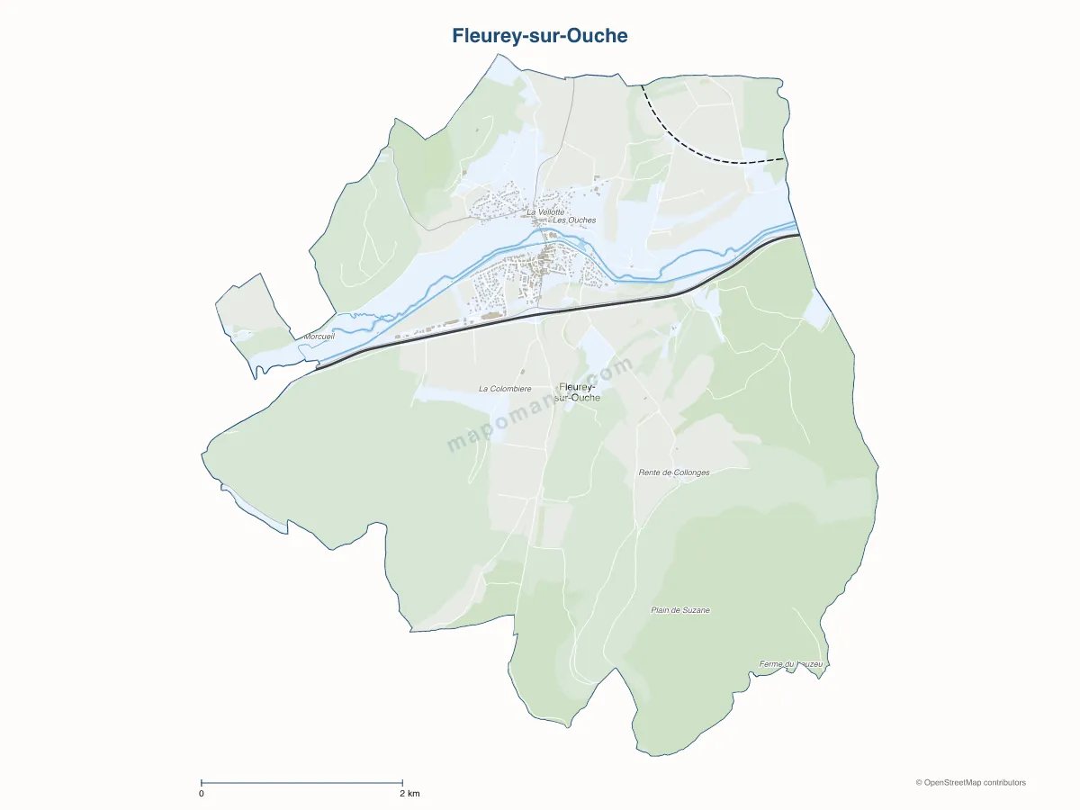 Carte de Fleurey-sur-Ouche à personnaliser