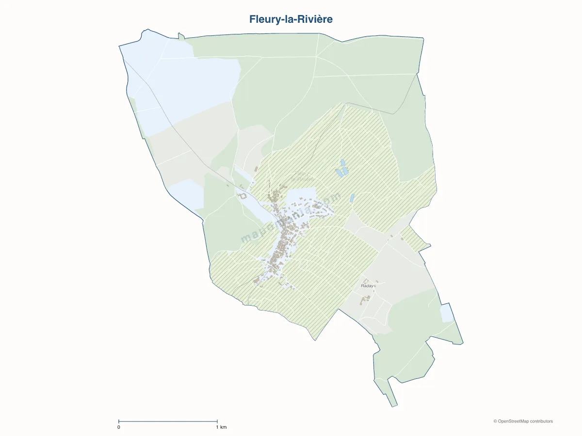 Carte de Fleury-la-Rivière à personnaliser