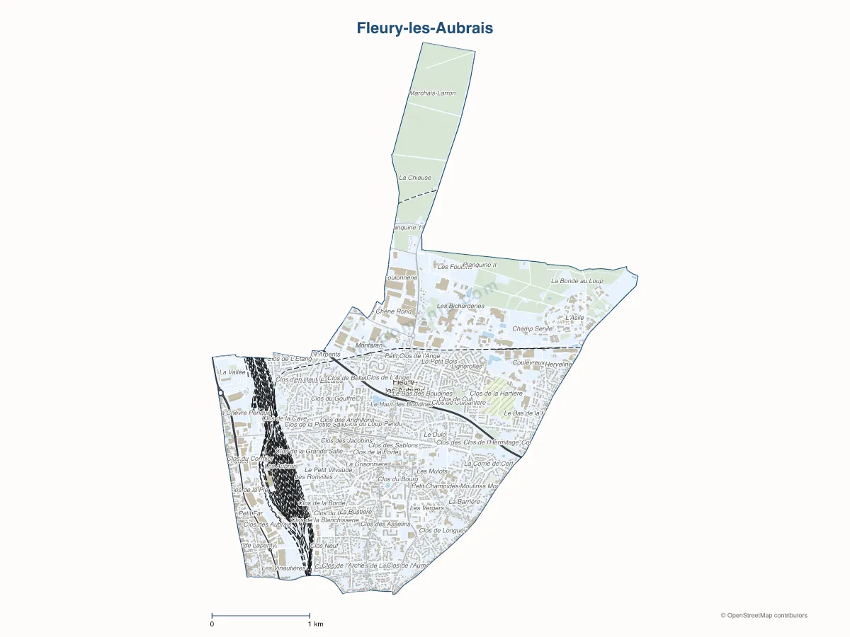 Carte de Fleury-les-Aubrais à personnaliser