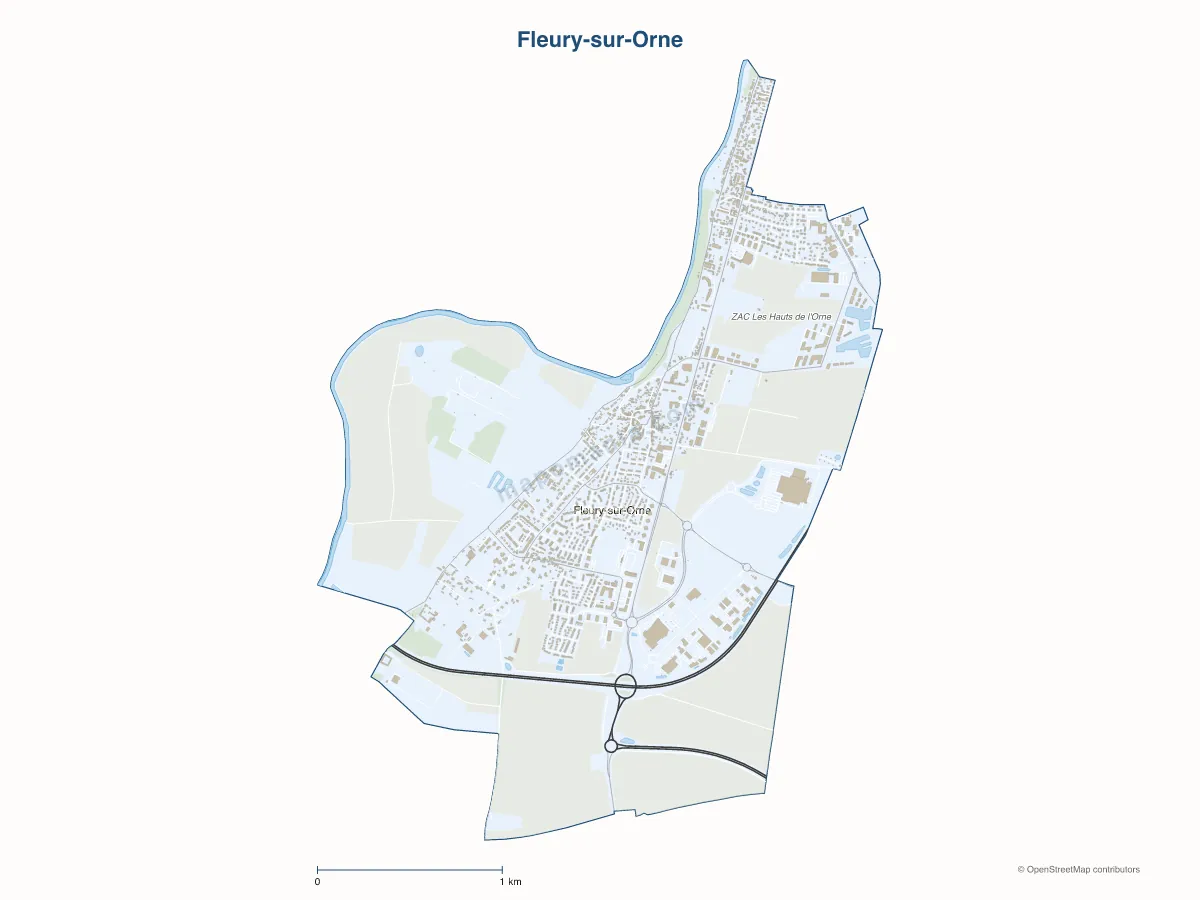 Carte de Fleury-sur-Orne à personnaliser