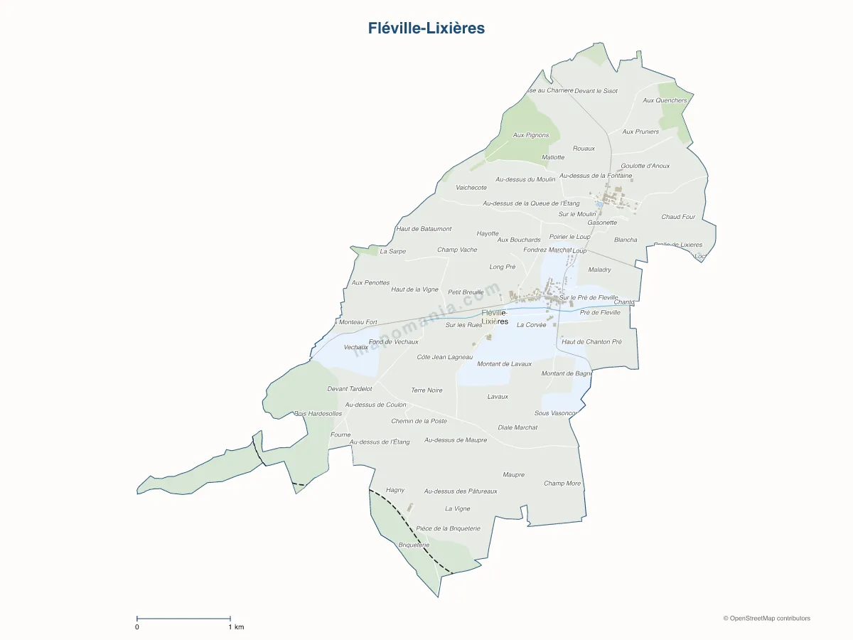 Carte de Fléville-Lixières à personnaliser