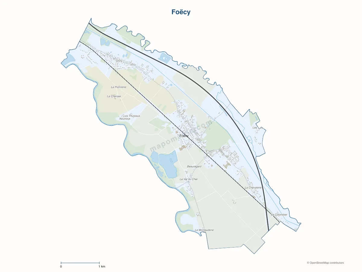 Carte de Foëcy à personnaliser
