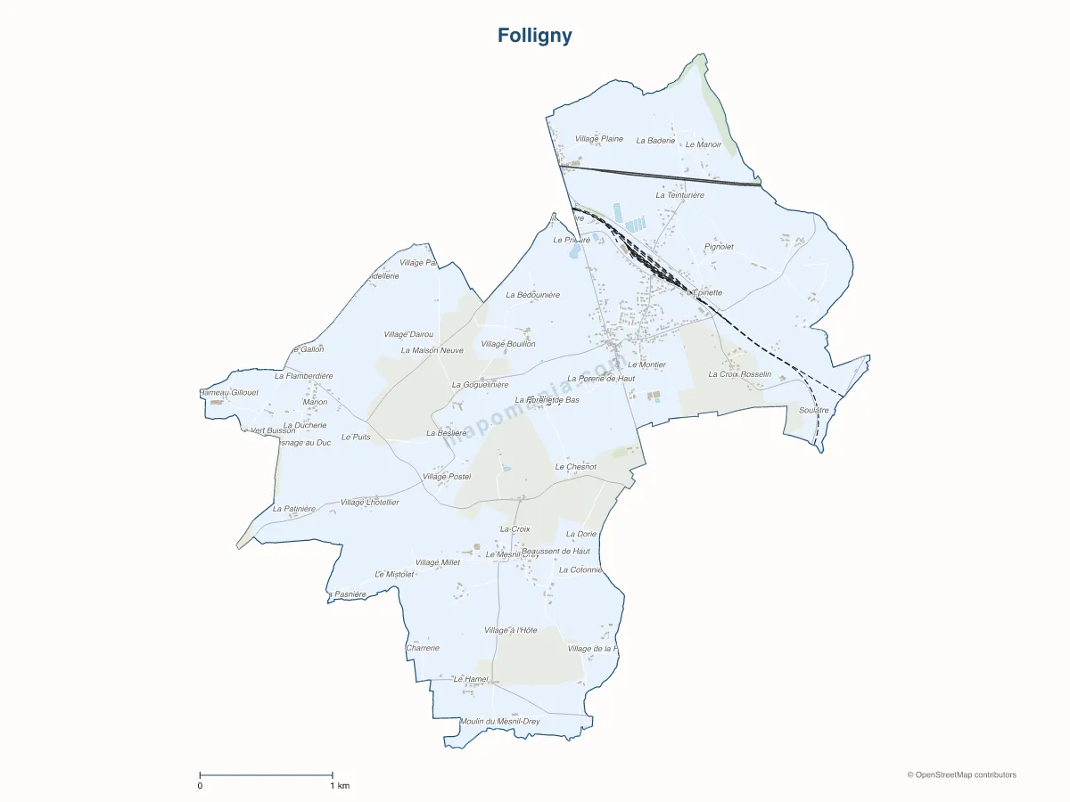 Carte de Folligny à personnaliser