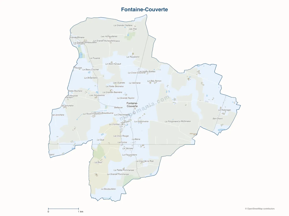Carte de Fontaine-Couverte à personnaliser