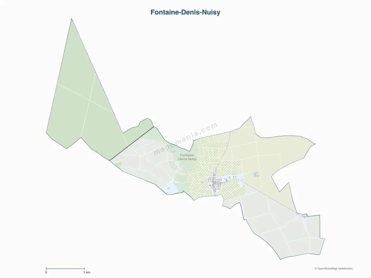 Carte de Fontaine-Denis-Nuisy à personnaliser