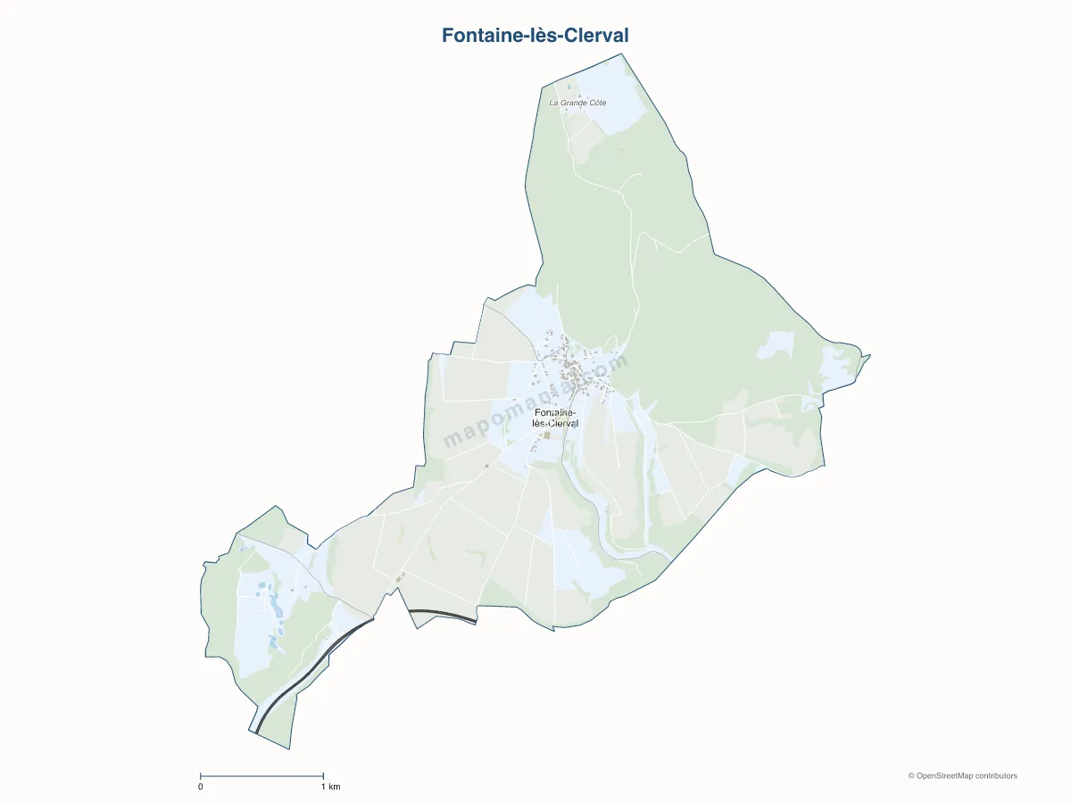Carte de Fontaine-lès-Clerval à personnaliser