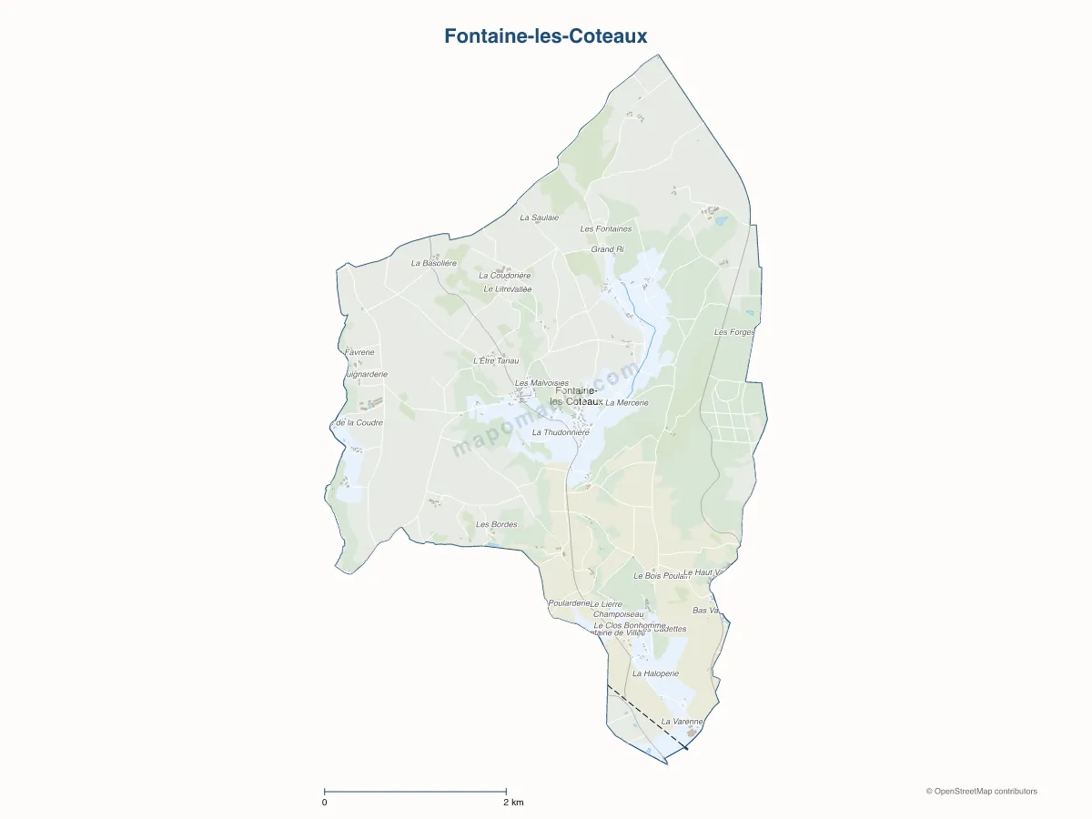 Carte de Fontaine-les-Coteaux à personnaliser