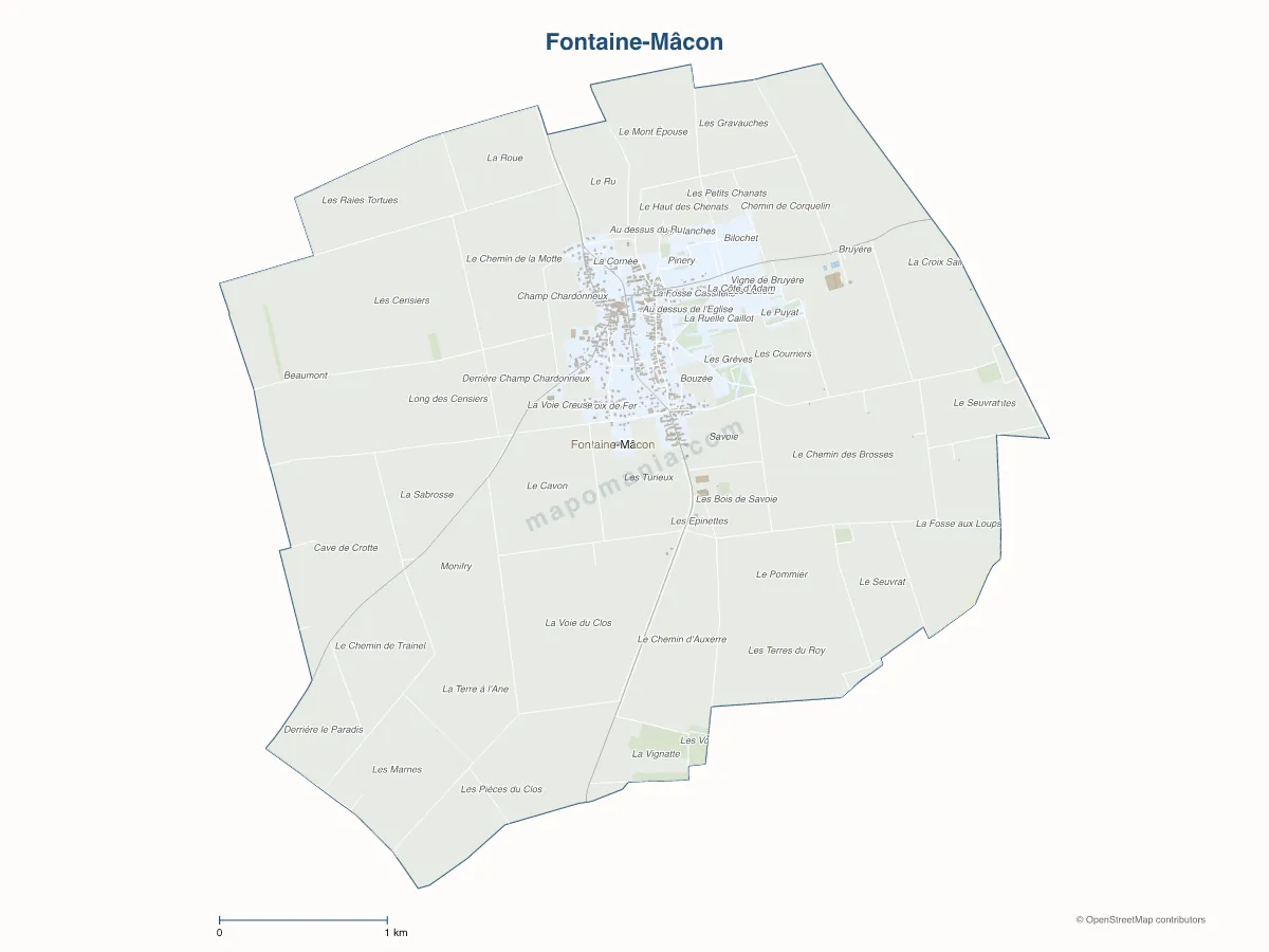 Carte de Fontaine-Mâcon à personnaliser