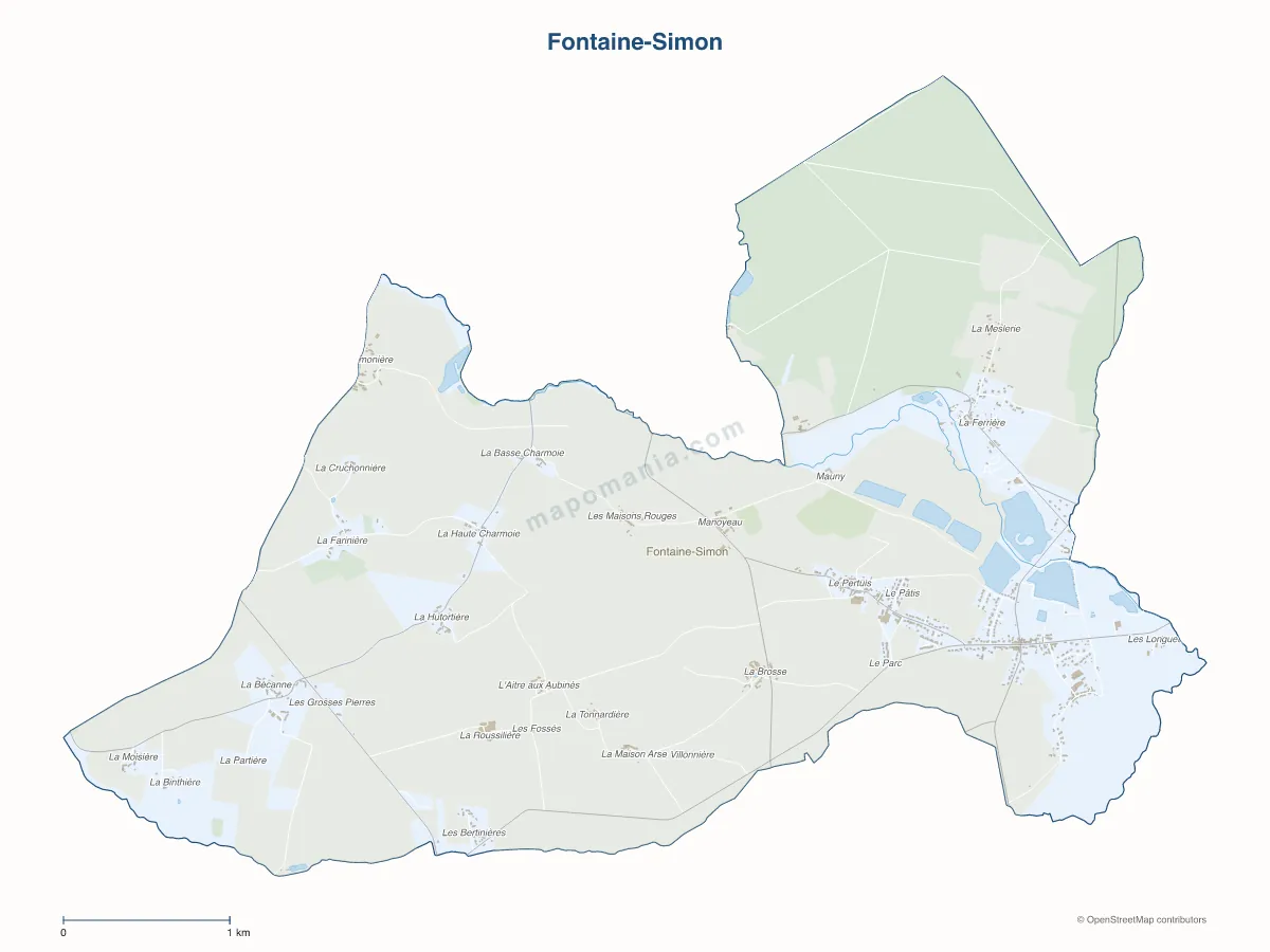 Carte de Fontaine-Simon à personnaliser