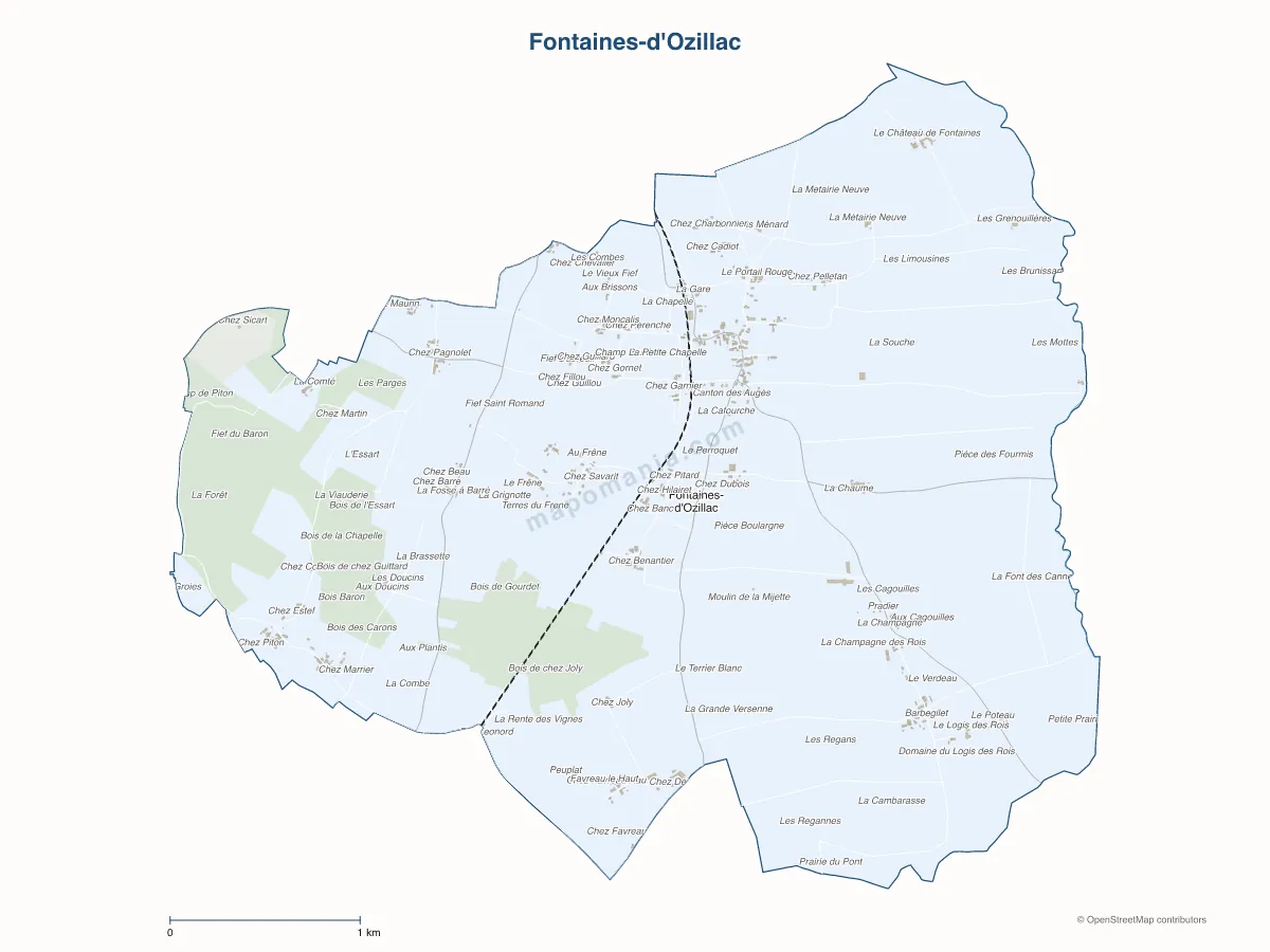 Carte de Fontaines-d'Ozillac à personnaliser