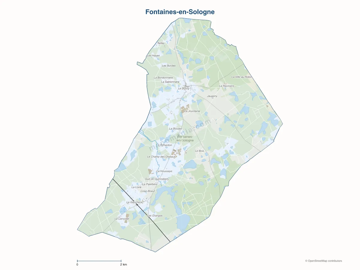 Carte de Fontaines-en-Sologne à personnaliser