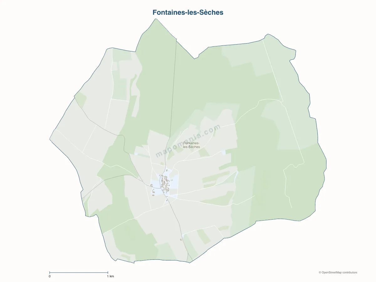 Carte de Fontaines-les-Sèches à personnaliser