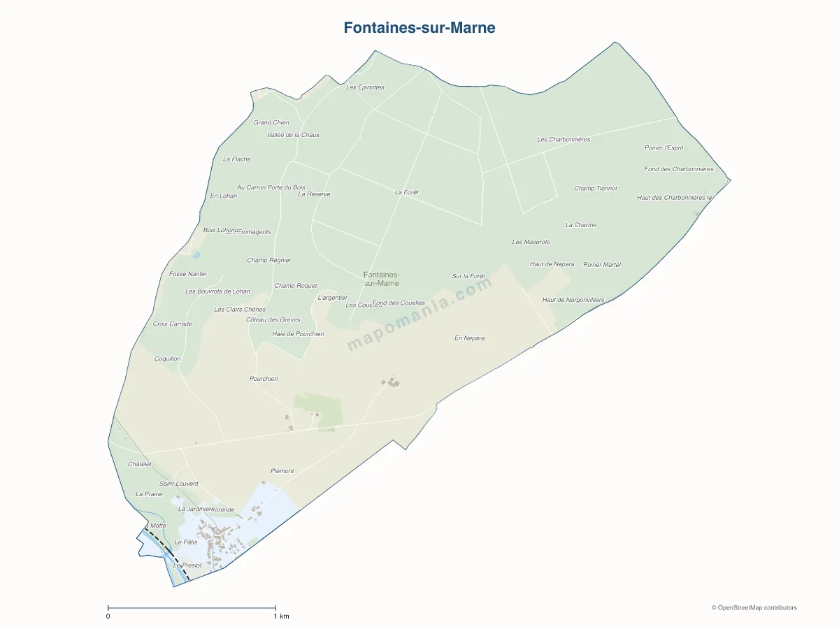 Carte de Fontaines-sur-Marne à personnaliser