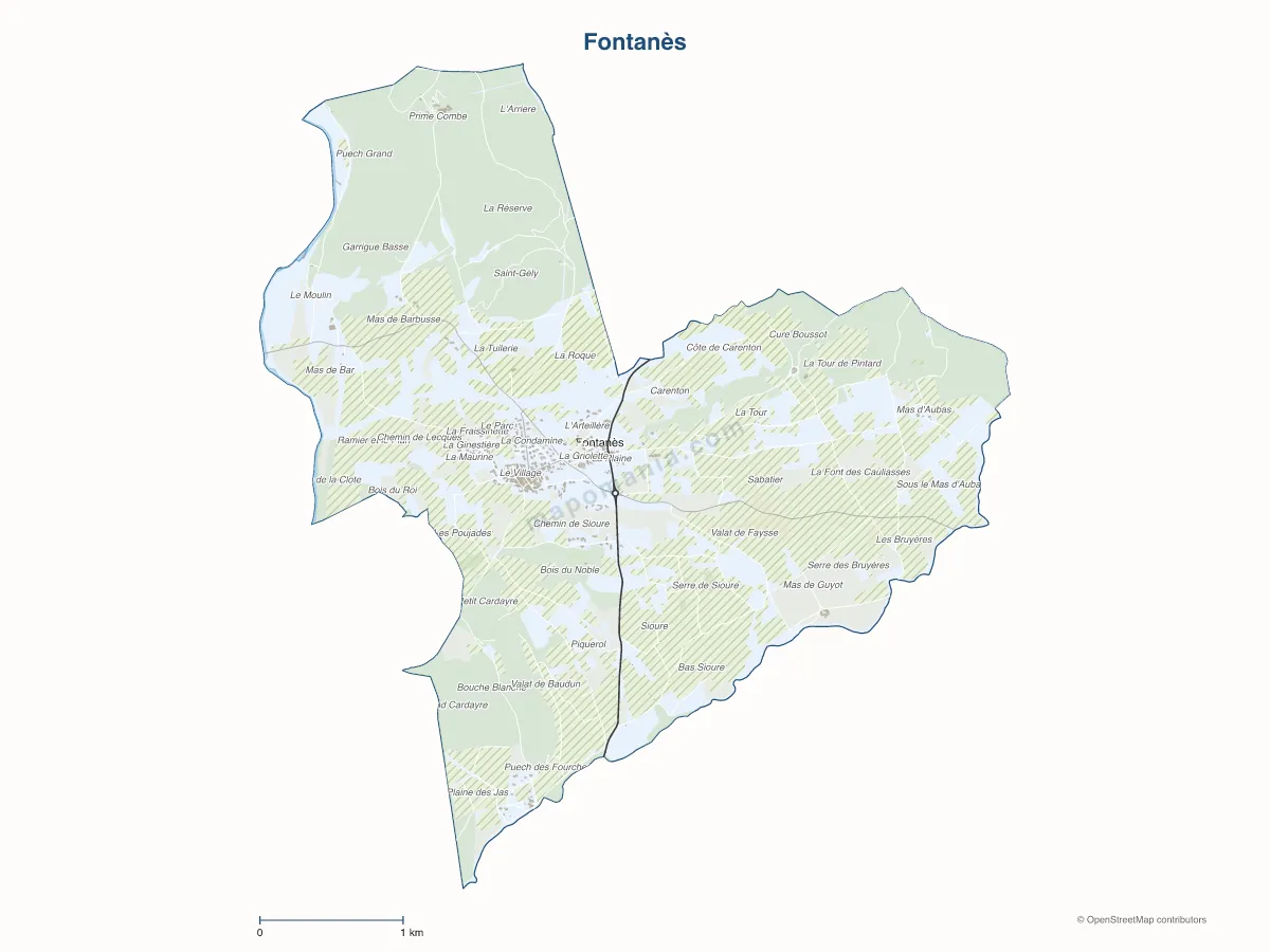 Carte de Fontanès à personnaliser