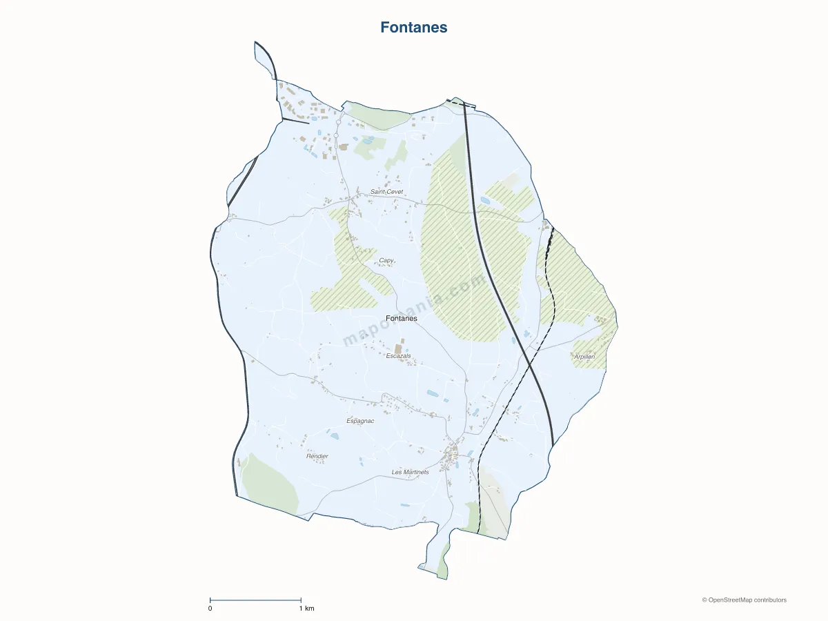 Carte de Fontanes à personnaliser