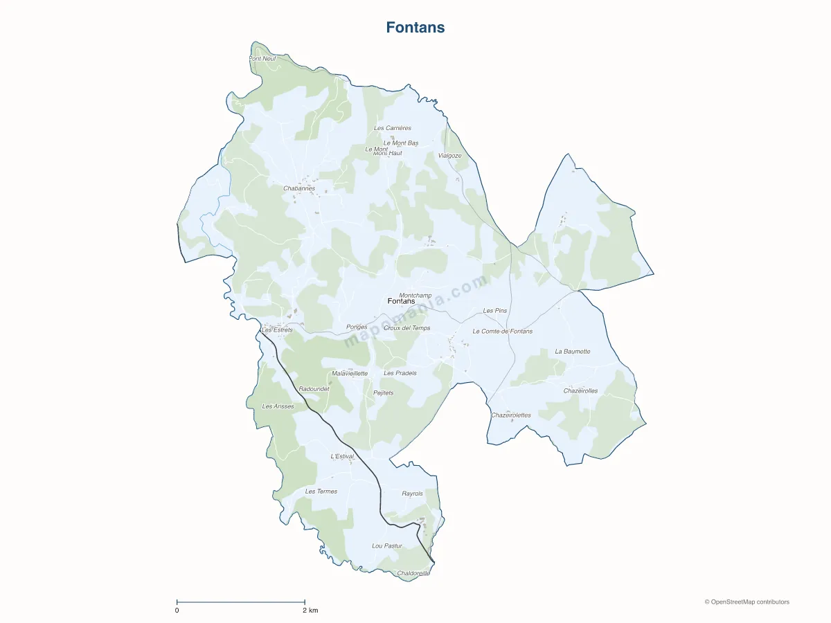 Carte de Fontans à personnaliser