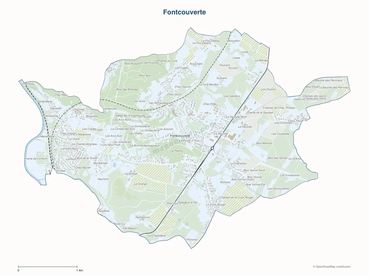 Carte de Fontcouverte à personnaliser
