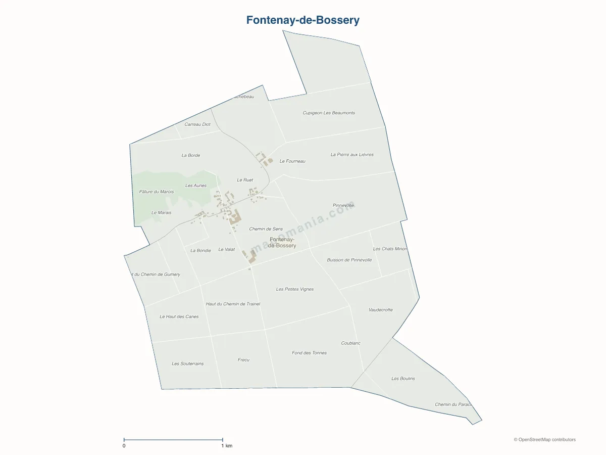 Carte de Fontenay-de-Bossery à personnaliser