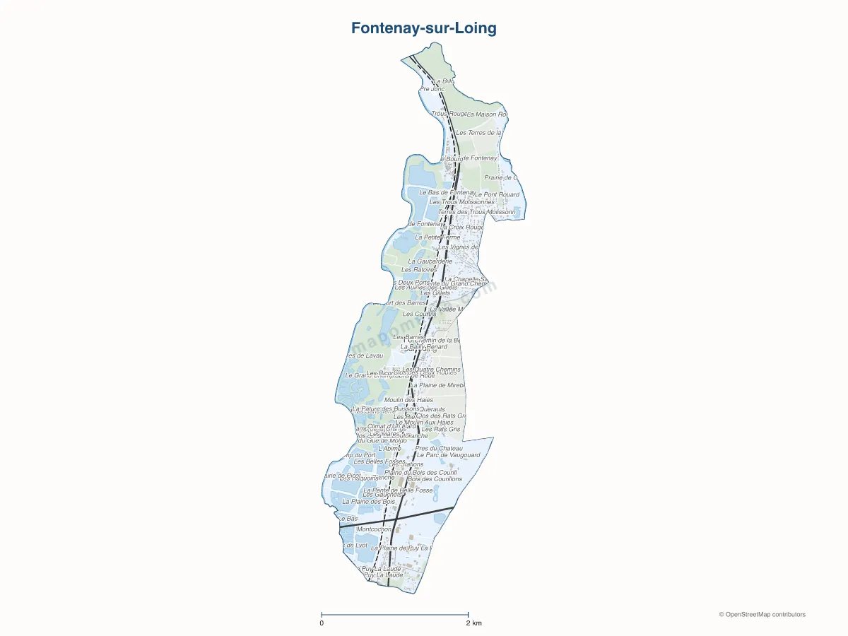Carte de Fontenay-sur-Loing à personnaliser