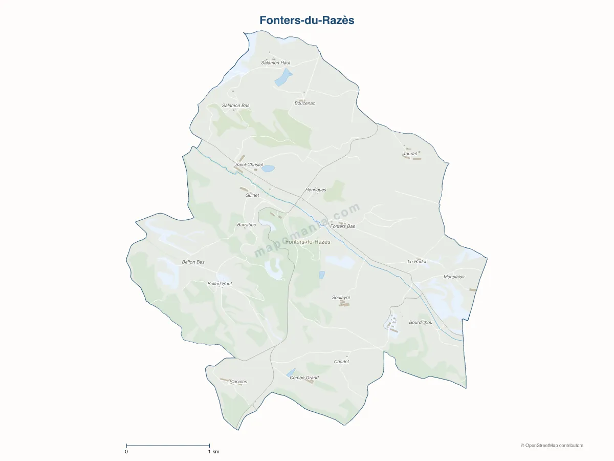 Carte de Fonters-du-Razès à personnaliser