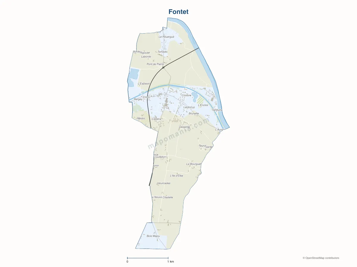 Carte de Fontet à personnaliser