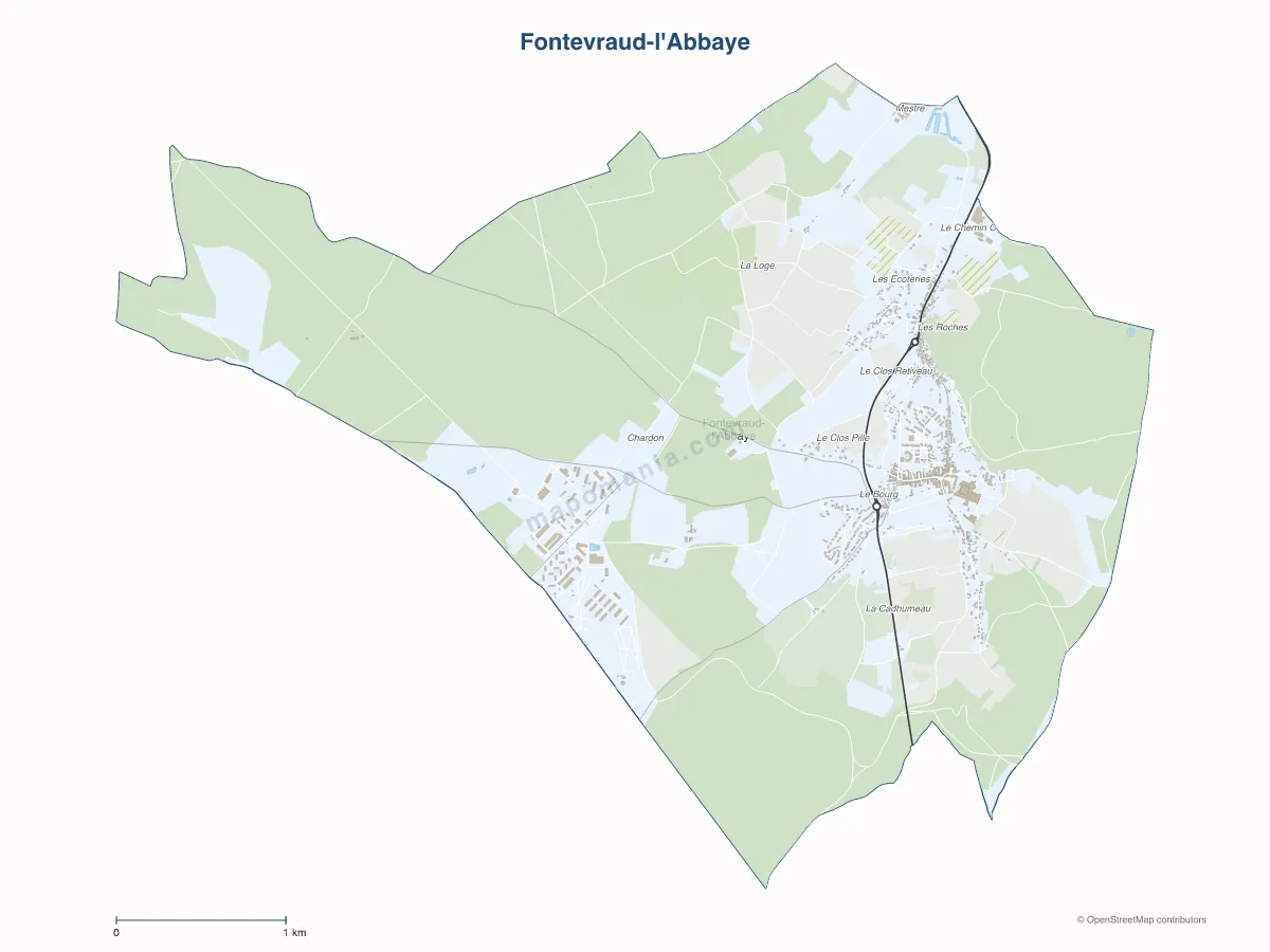 Carte de Fontevraud-l'Abbaye à personnaliser